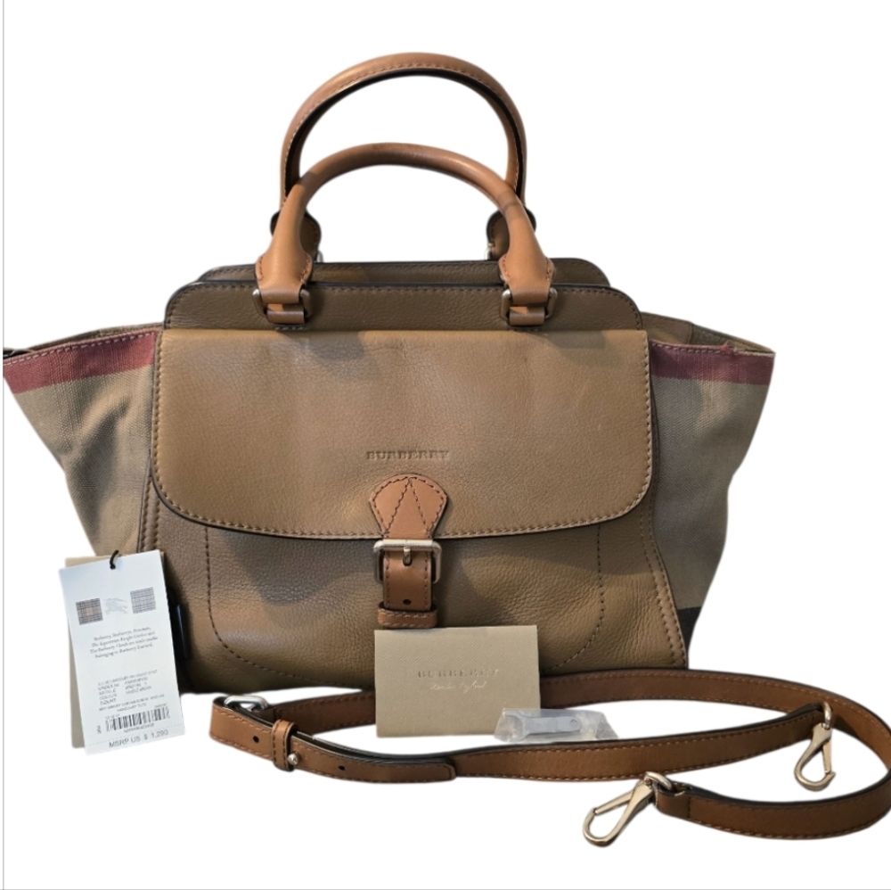 Burberry Harcourt Medium Mega Check Tote In EUC